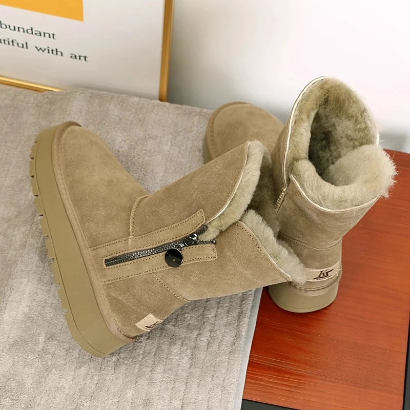 Women's Fleece Mid-Calf Snow Boots – Clairvane
