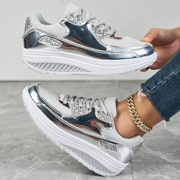 Women's Metallic Gold Platform Sneakers – Aurelia