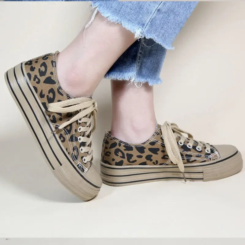 Women's Leopard Print Canvas Sneakers – Lavinia