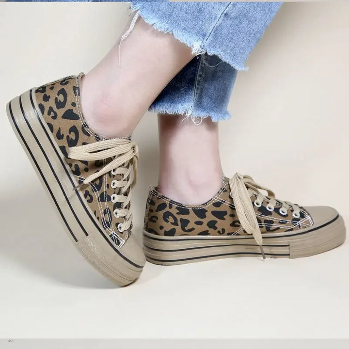 Women's Leopard Print Canvas Sneakers – Lavinia