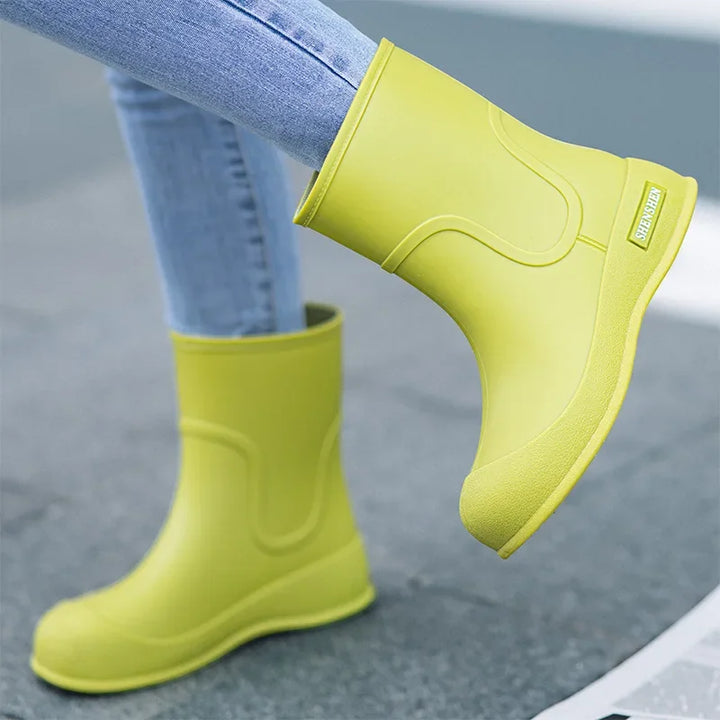 Women's Mid-Calf Waterproof Rubber Rain Boots - Marbelle