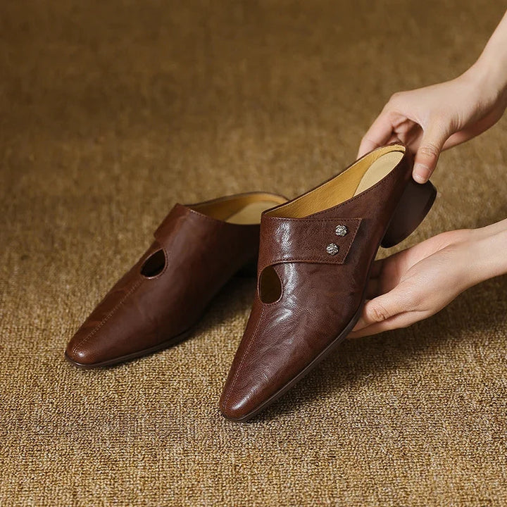 Women's Leather Pointed Toe Mules – Olga