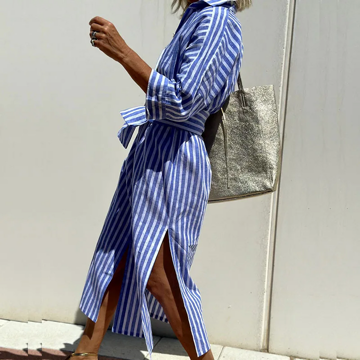 Sophia - Elegant striped shirt dress