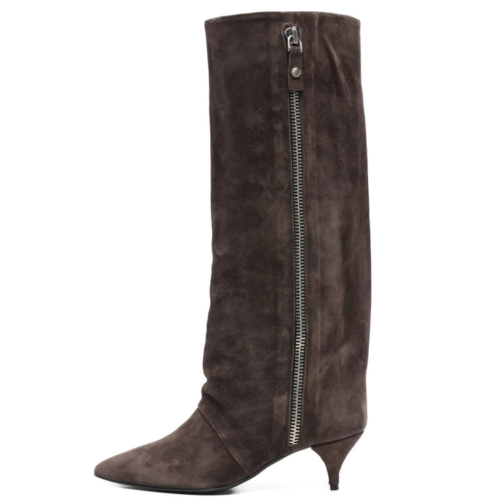 Women's Suede Kitten Heel Knee-High Boots – Roanelle