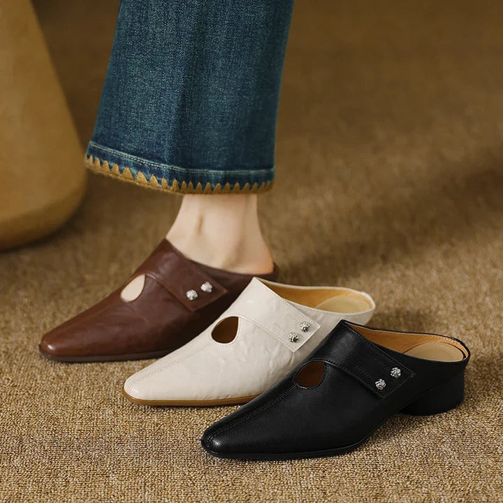 Women's Leather Pointed Toe Mules – Olga