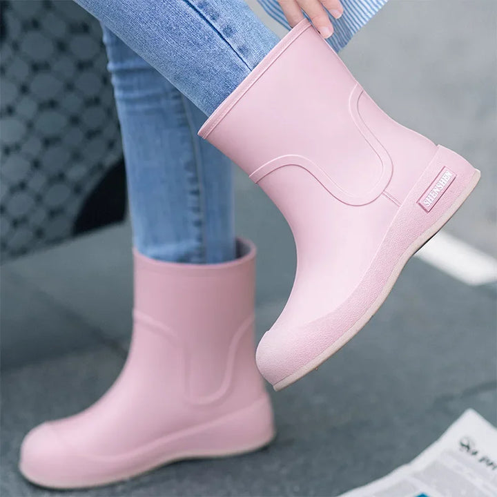 Women's Mid-Calf Waterproof Rubber Rain Boots - Marbelle