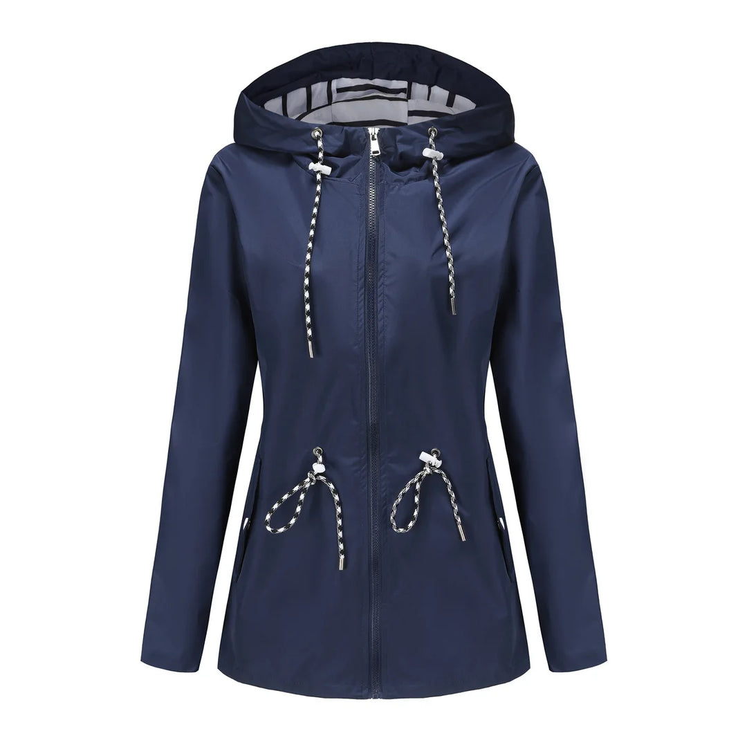 Women's Waterproof Drawstring Rain Jacket - Cerisane
