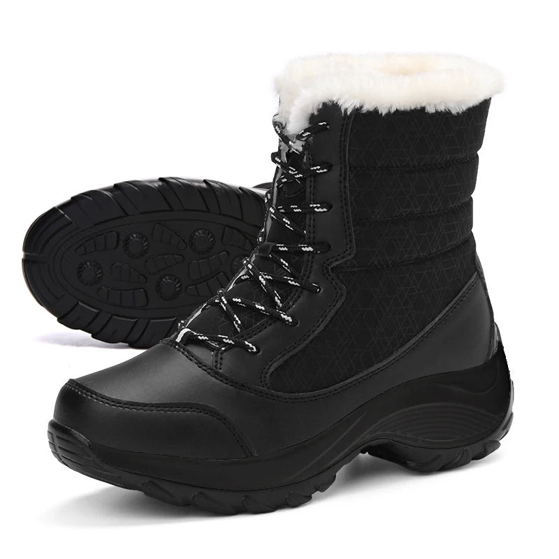 Women's Fur-Lined Platform Snow Boots - Perrienne