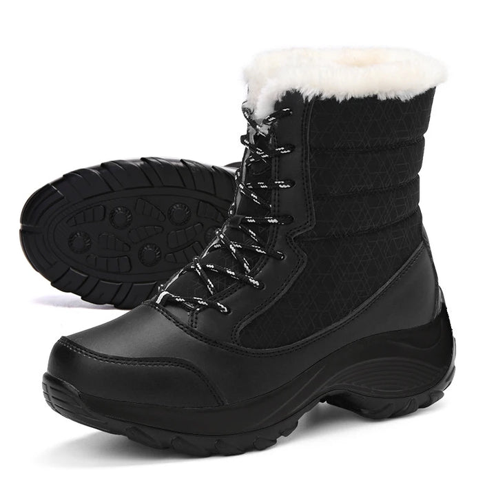 Women's Fur-Lined Platform Snow Boots - Perrienne