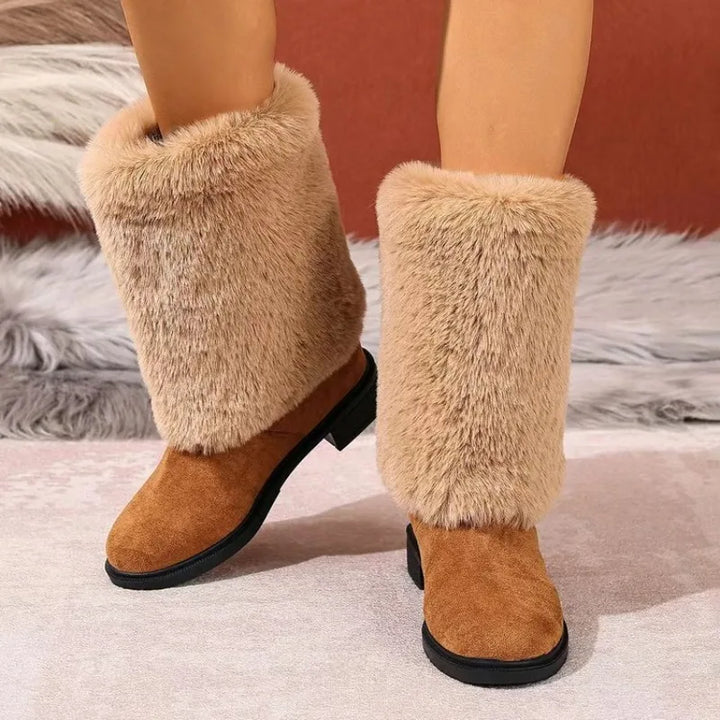 Women's Suede Plush Cuff Flat Boots – Fjorane