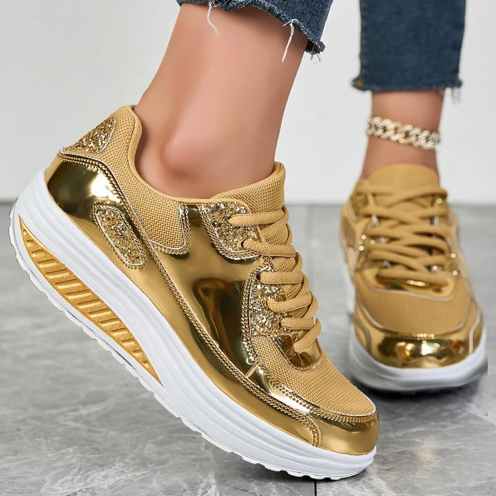 Women's Metallic Gold Platform Sneakers – Aurelia