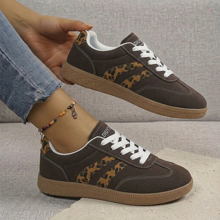 Women's Leopard Stripe Suede-Look Trainers – Harriet