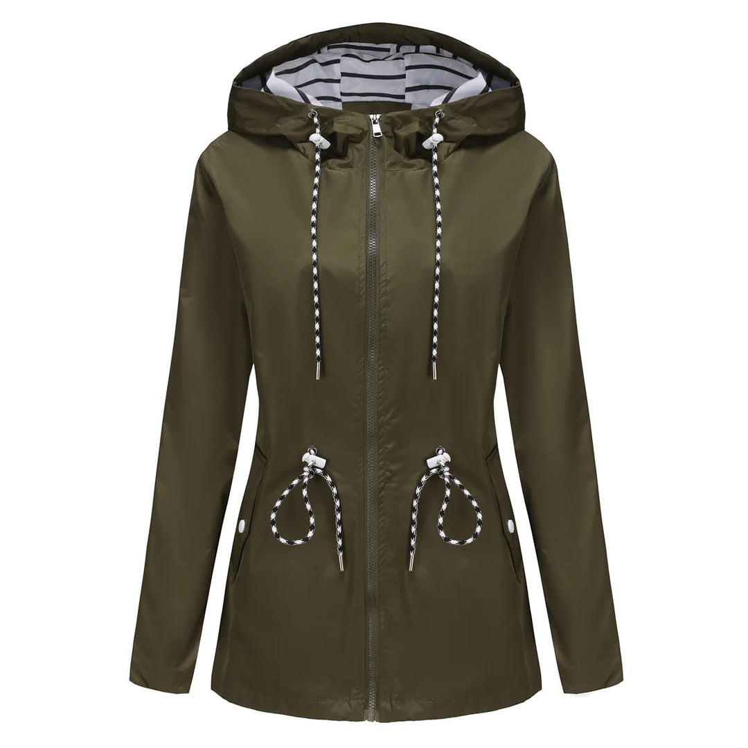 Women's Waterproof Drawstring Rain Jacket - Cerisane