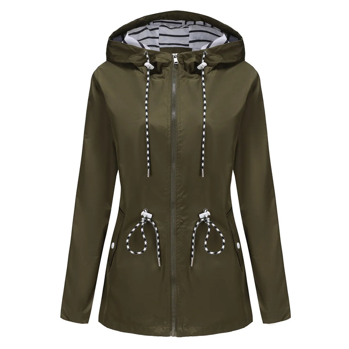 Women's Waterproof Drawstring Rain Jacket - Cerisane