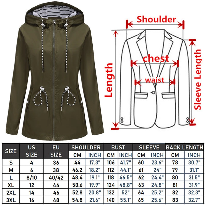 Women's Waterproof Drawstring Rain Jacket - Cerisane