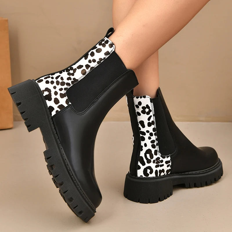 Women's Leopard Print Platform Chelsea Boots – Arabella