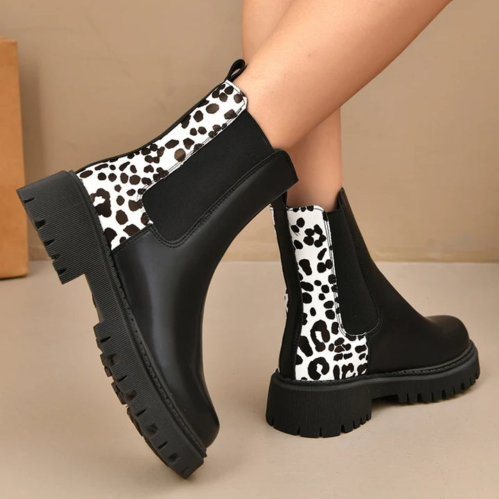 Women's Leopard Print Platform Chelsea Boots – Arabella