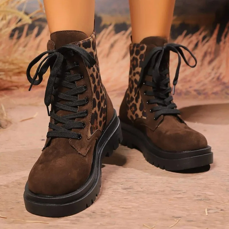 Women's Retro Faux Suede Leopard Ankle Boots – Juliet