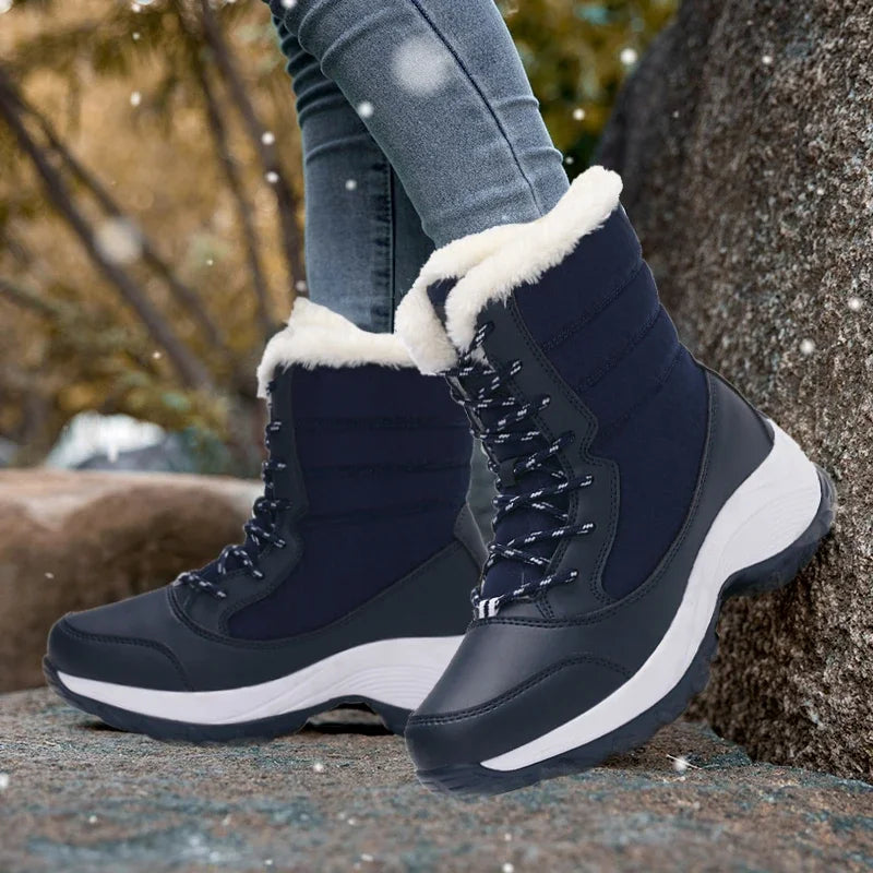 Women's Fur-Lined Platform Snow Boots - Perrienne