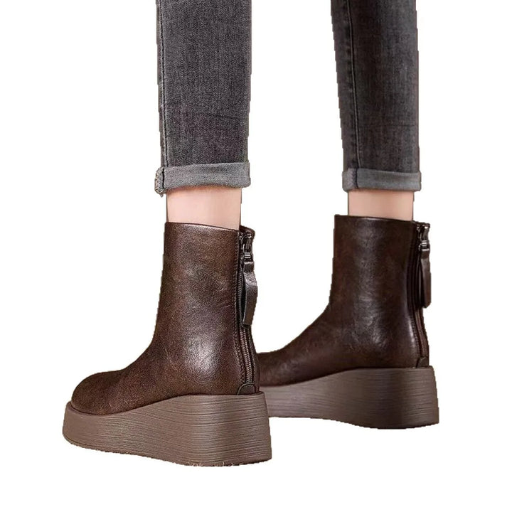 Women's Retro Leather Platform Boots – Emberlane