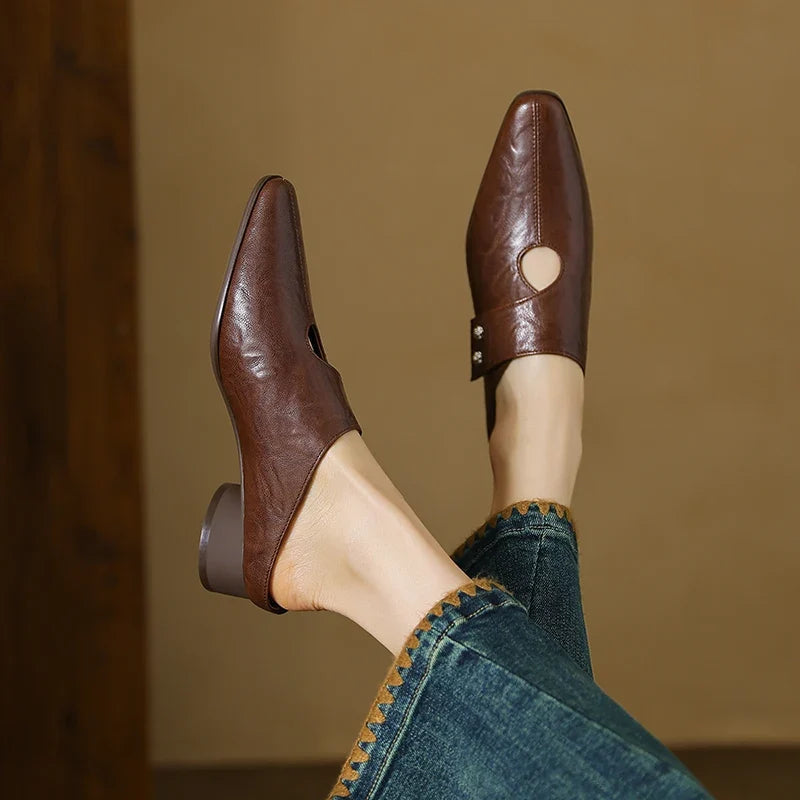 Women's Leather Pointed Toe Mules – Olga
