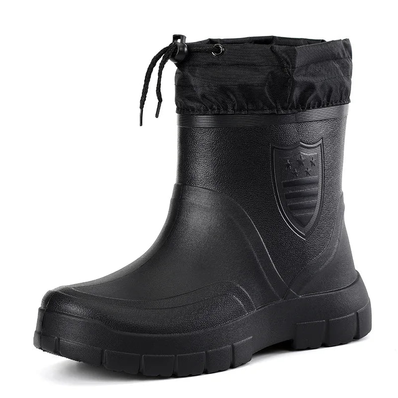 Men's Black Lightweight Short Rain Boots - Storvienne