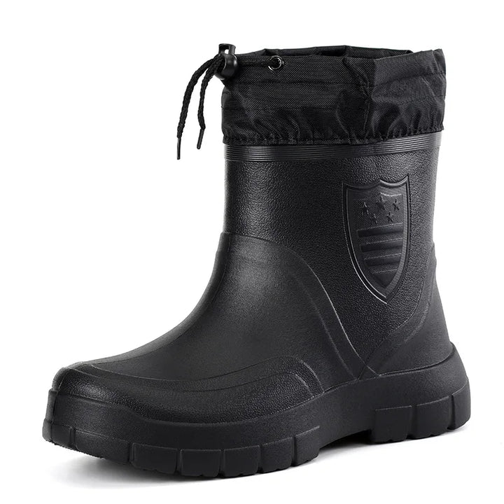 Men's Black Lightweight Short Rain Boots - Storvienne