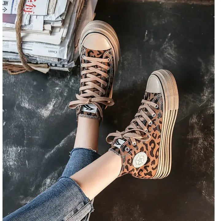 Women's Leopard Print Canvas Sneakers – Lavinia