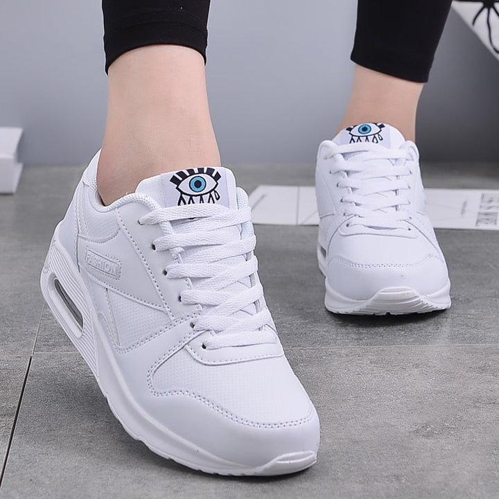 Women's Pink Air Cushion Trainers with Lace-Up Closure