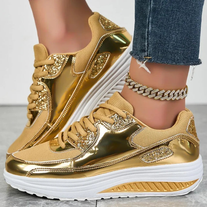 Women's Metallic Gold Platform Sneakers – Aurelia