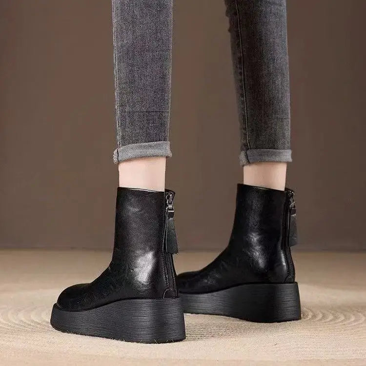 Women's Retro Leather Platform Boots – Emberlane