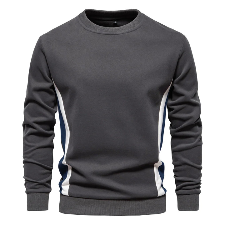 Men's colour block crew neck sweatshirt in dark grey – Talon – front view