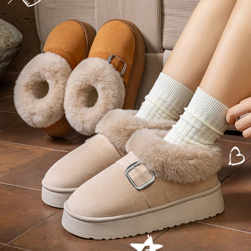Women's Faux Fur Buckle Ankle Boots – Suvrelle