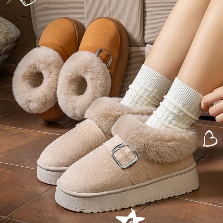 Women's Faux Fur Buckle Ankle Boots – Suvrelle