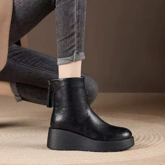 Women's Retro Leather Platform Boots – Emberlane