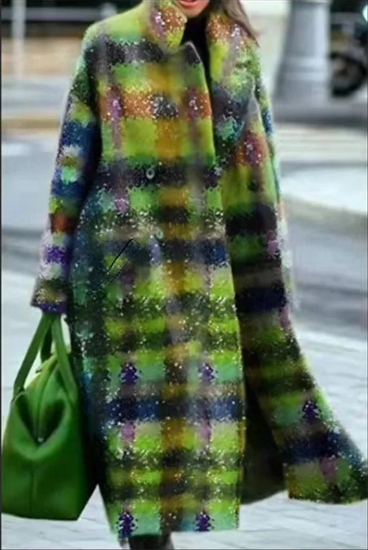 Women's Printed Wool Blend Long Coat – Constance
