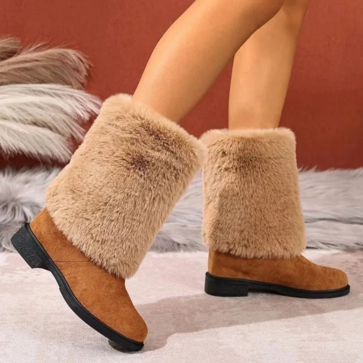 Women's Suede Plush Cuff Flat Boots – Fjorane