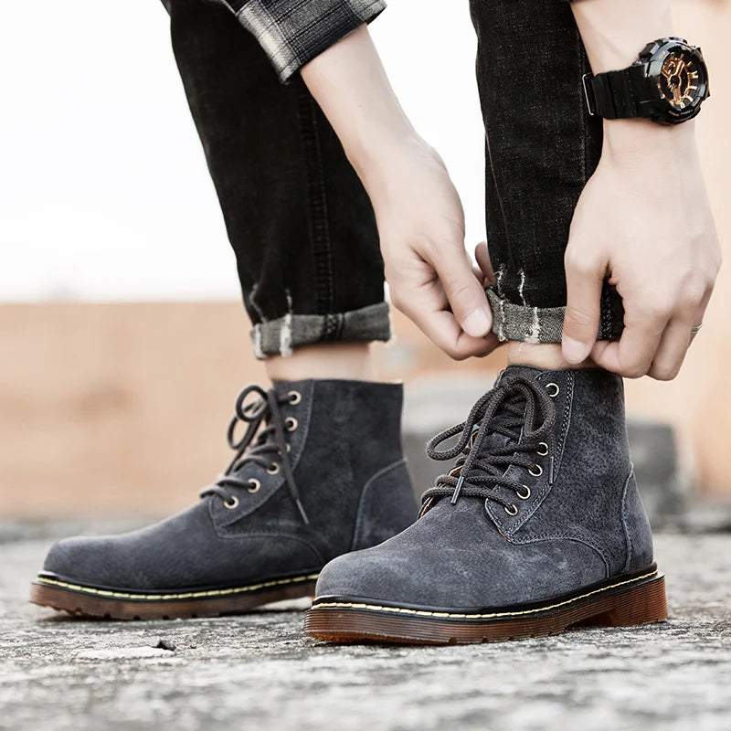 Men's Retro High-Top Lace-Up Boots – Delvane
