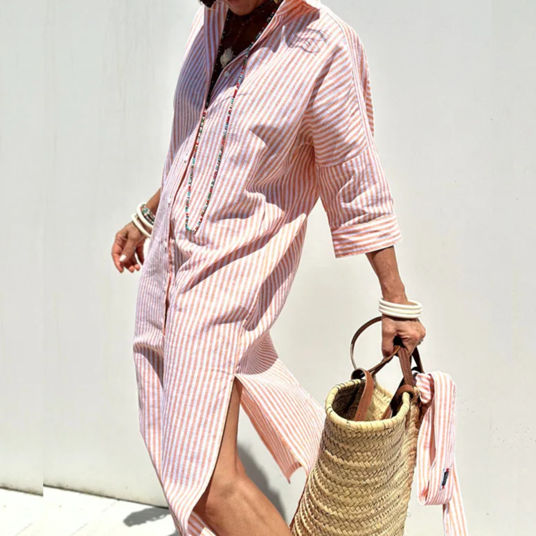 Sophia - Elegant striped shirt dress