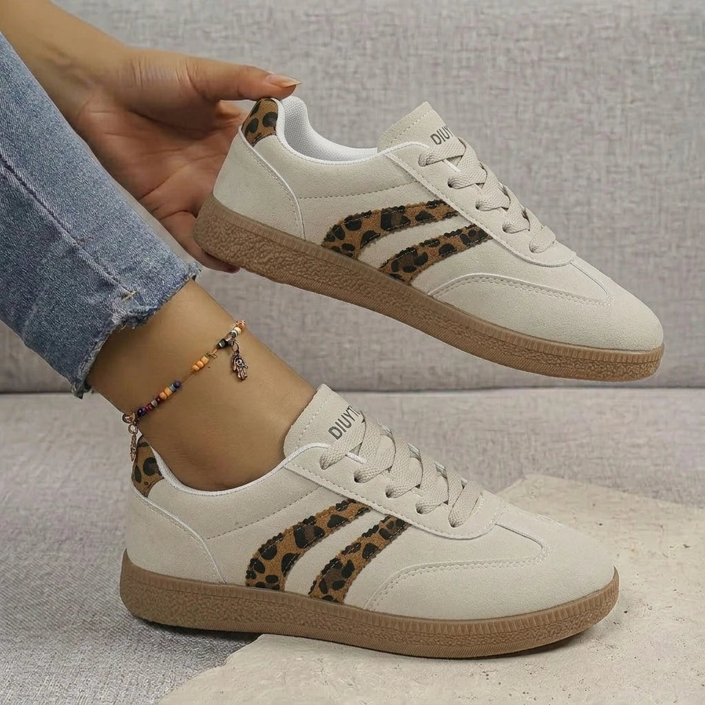 Women's Leopard Stripe Suede-Look Trainers – Harriet