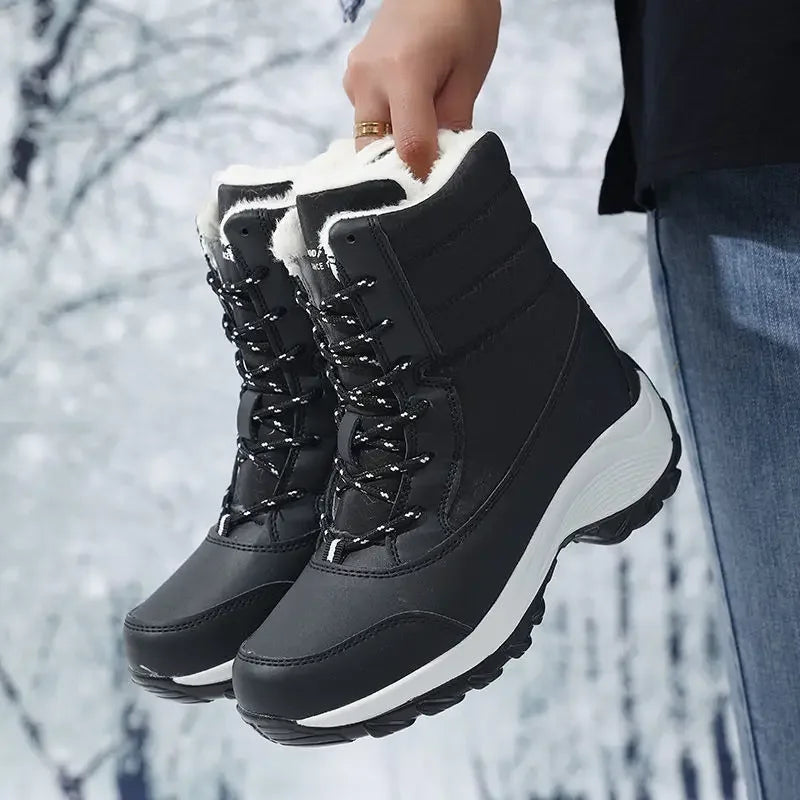 Women's Fur-Lined Platform Snow Boots - Perrienne