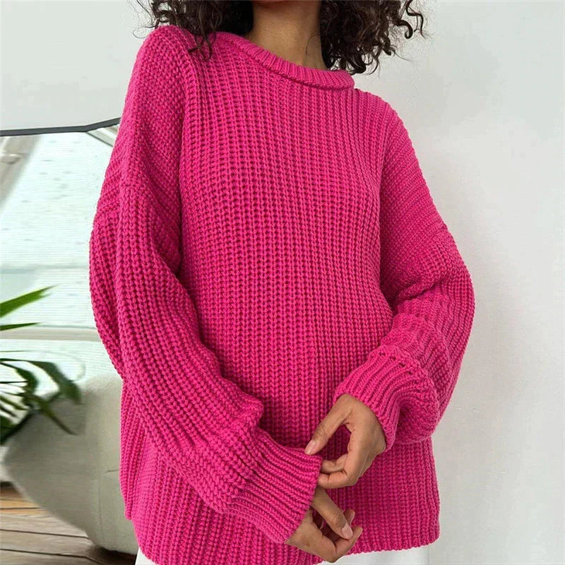 Women's chunky knit jumper Kezia in Rose – front view