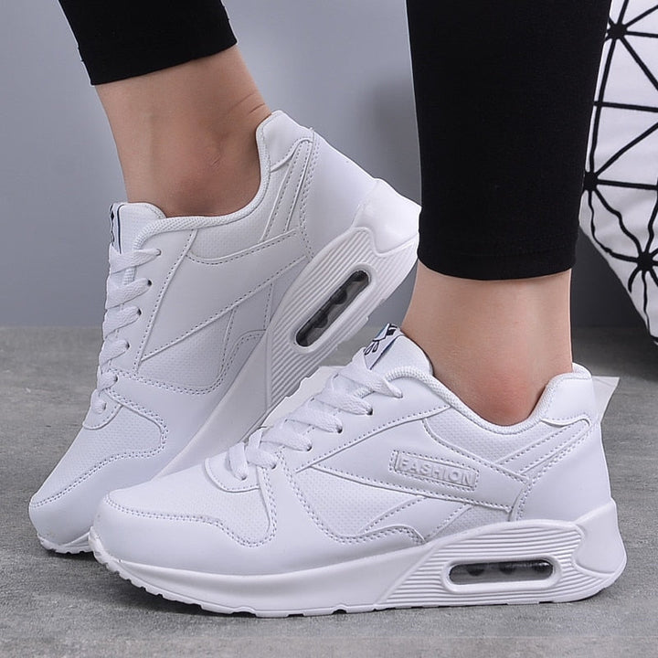 Women's Pink Air Cushion Trainers with Lace-Up Closure