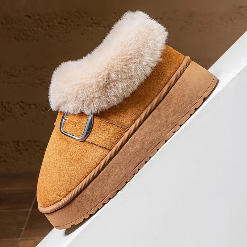 Women's Faux Fur Buckle Ankle Boots – Suvrelle
