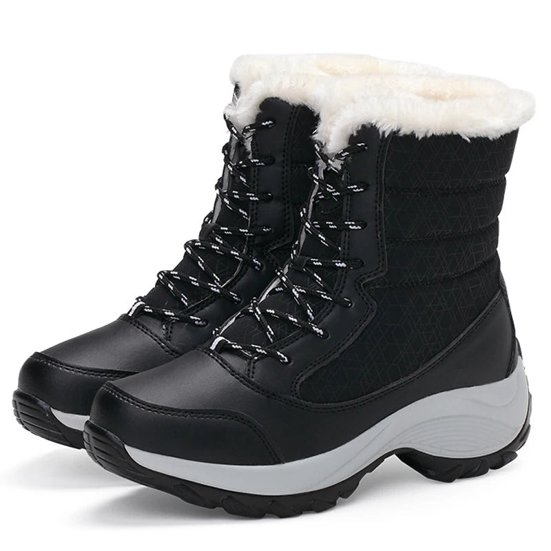 Women's Fur-Lined Platform Snow Boots - Perrienne