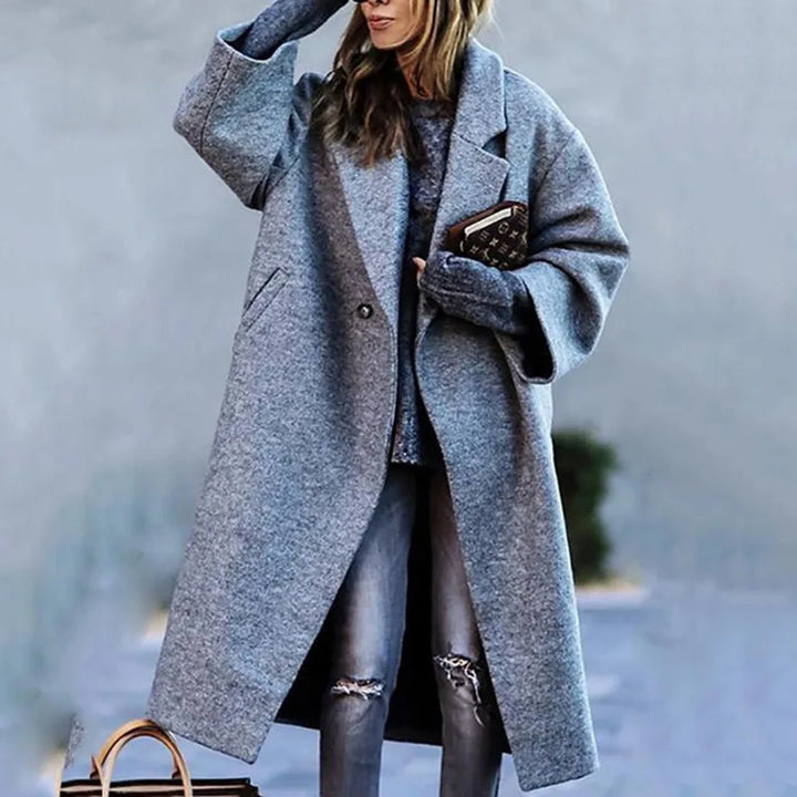 Women's Printed Wool Blend Long Coat – Constance