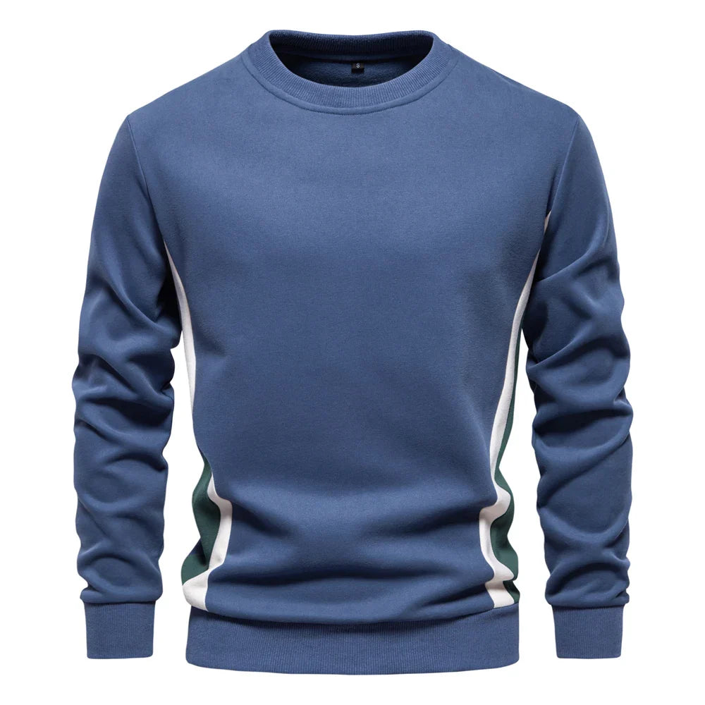 Men's colour block crew neck sweatshirt in blue – Talon – front view