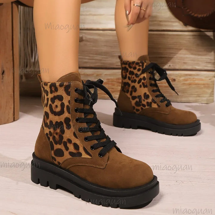 Women's Retro Faux Suede Leopard Ankle Boots – Juliet