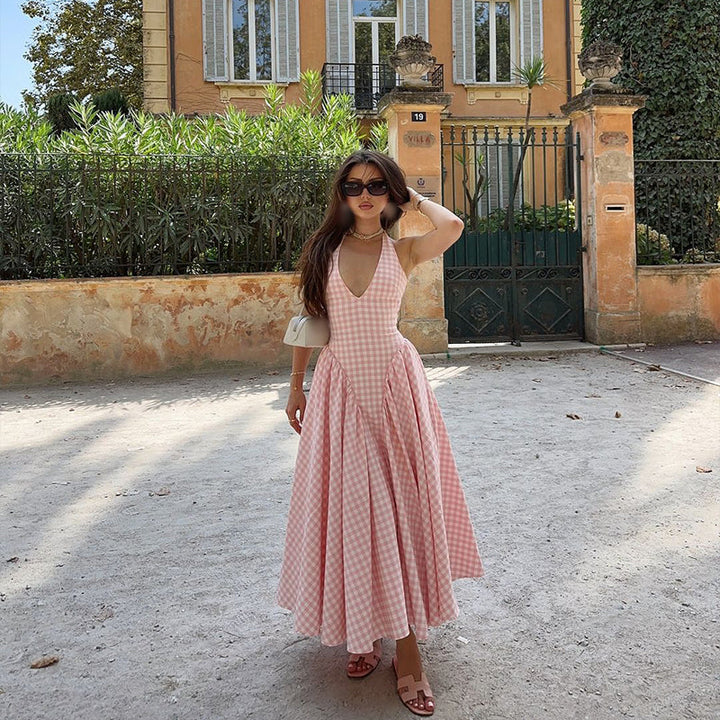Romina | Plaid Print Midi Dress