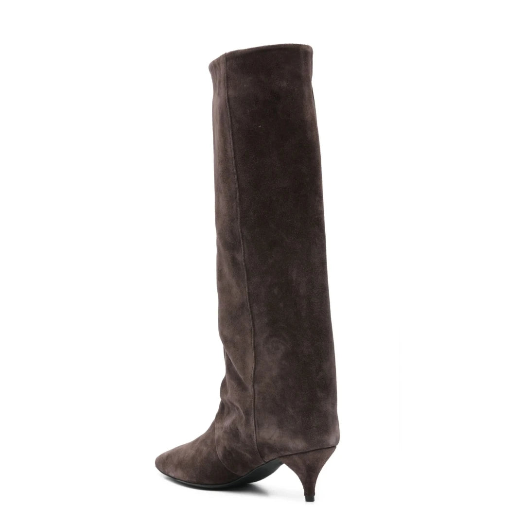 Women's Suede Kitten Heel Knee-High Boots – Roanelle